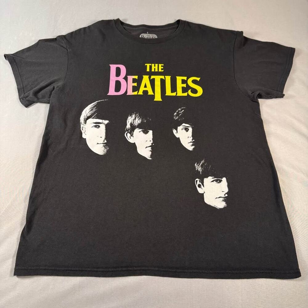 The Beatles Faces Graphic T-Shirt Size Medium Black